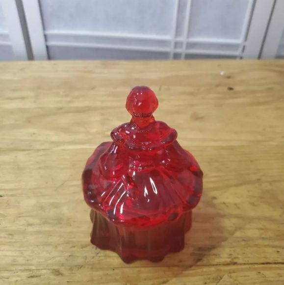 Vintage Mosser Amberina Colonial Glass Powder Box UV - Picture 3 of 8